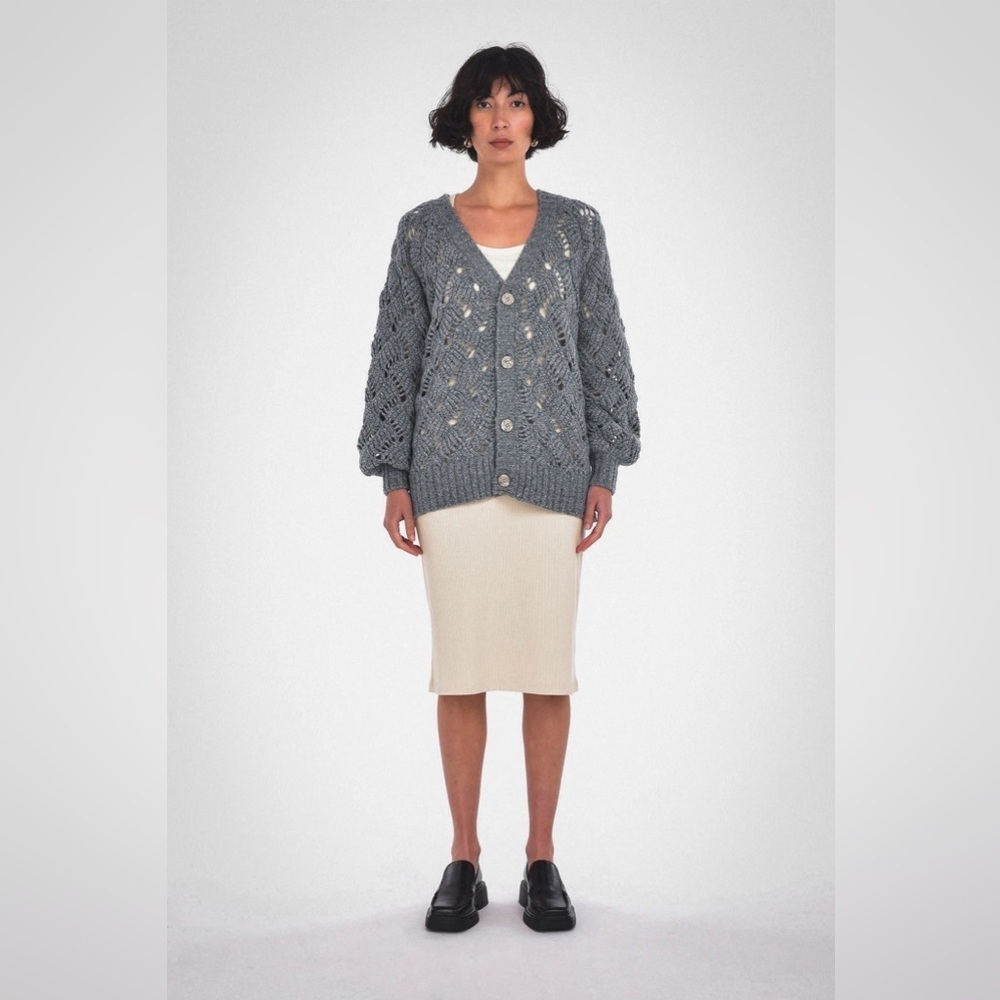 Paper Label Lynn Grey Wool/alpaca Cardigan, size M